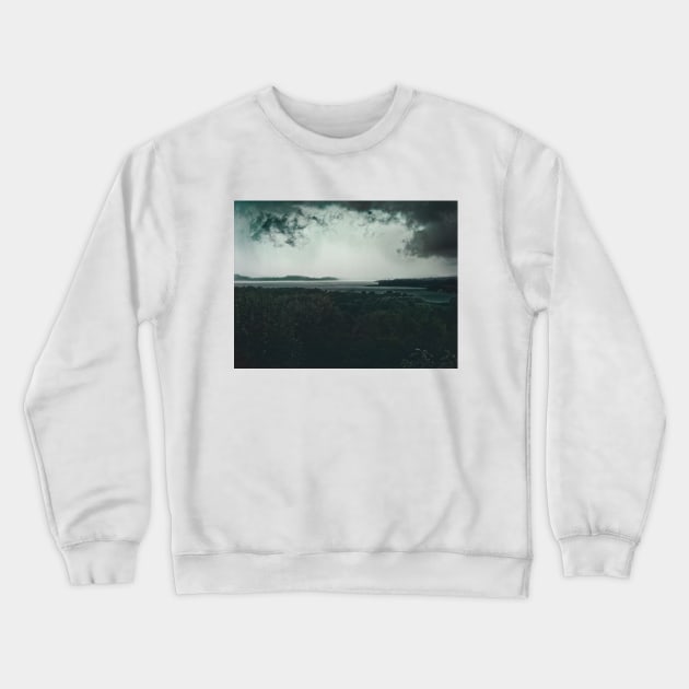 Foggy lake and mountains landscape photography Crewneck Sweatshirt by marghe41